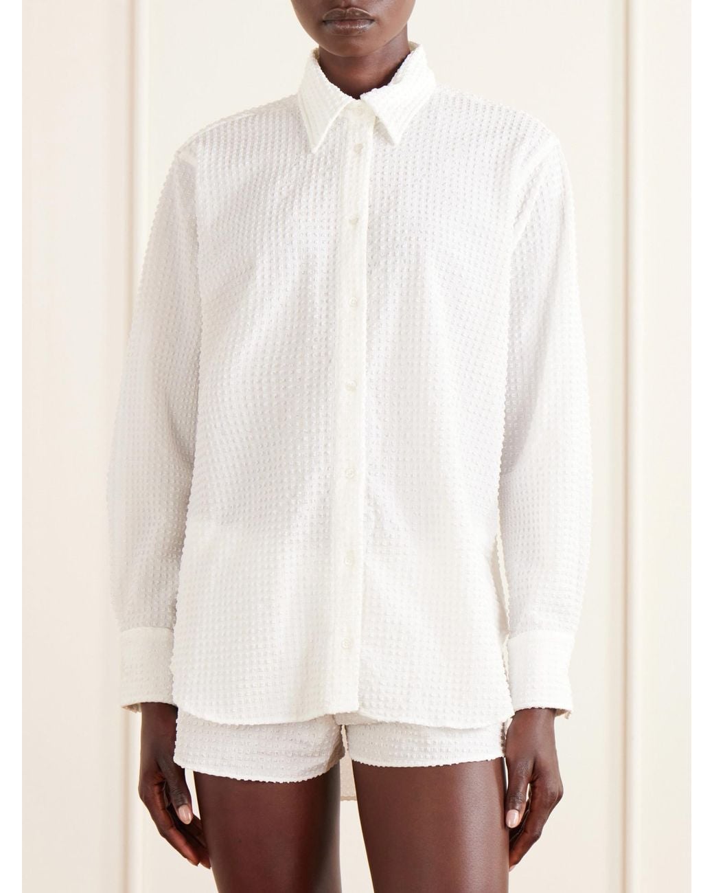 Hunza G White Lightweight Sun-Protective Shirt