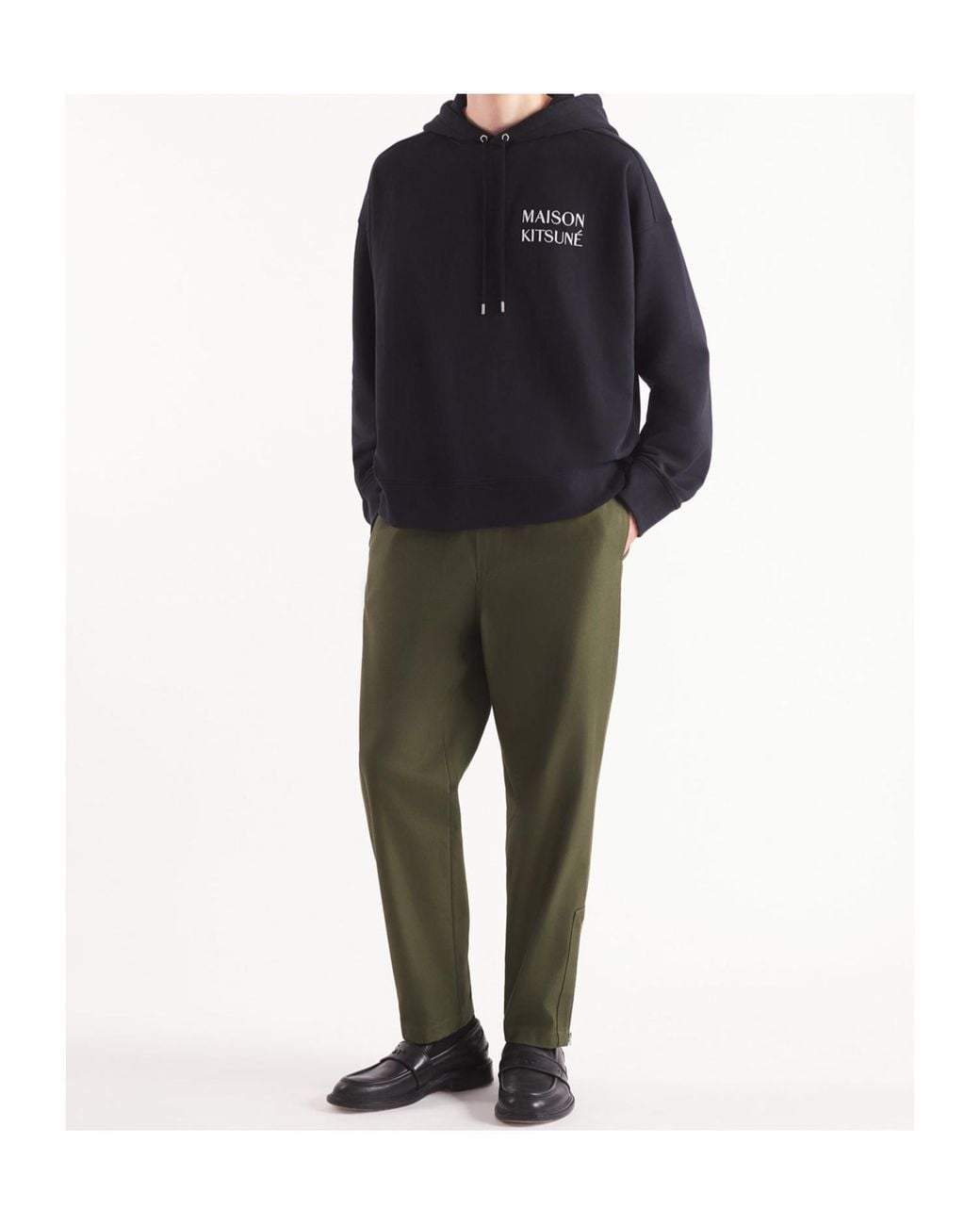 Maison Kitsuné Black Maison Kitsuné Graphic Printed Drawstring Hoodie for men
