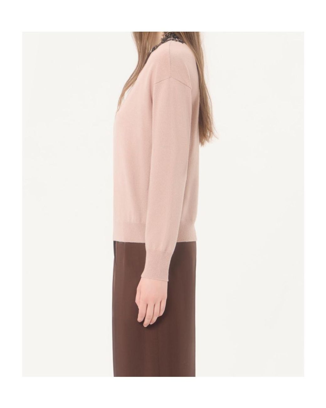 Valentino Pink Cashmere Jumper With Lace