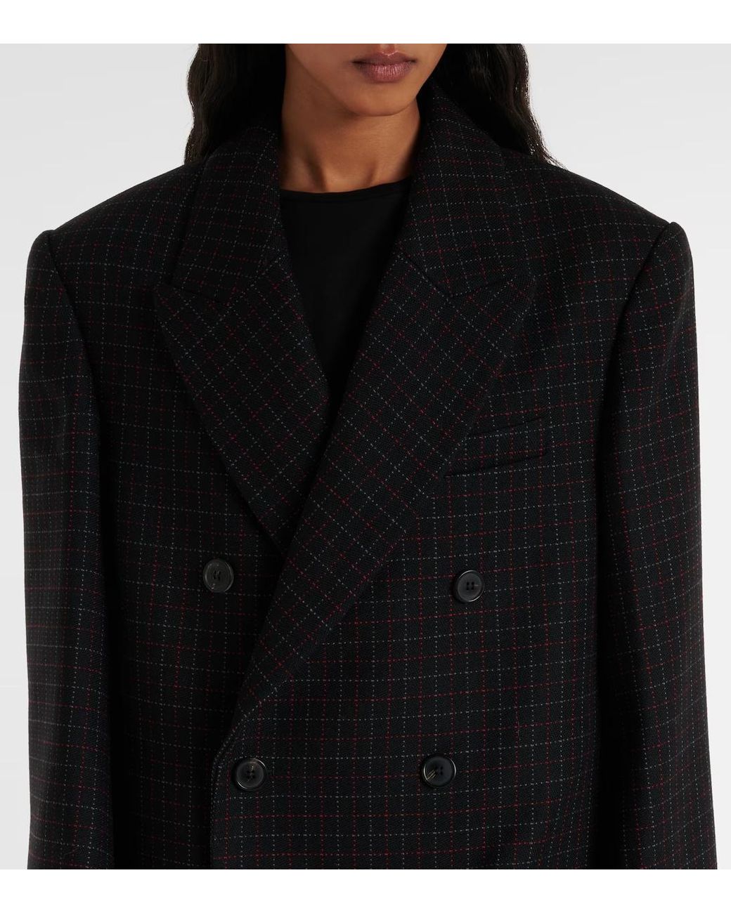 Wardrobe NYC Black Plaid Double-Breasted Coat
