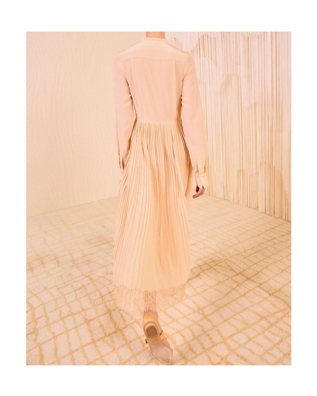 Ulla Johnson Pink Aviana Long Sleeve Pleated Shirt Dress