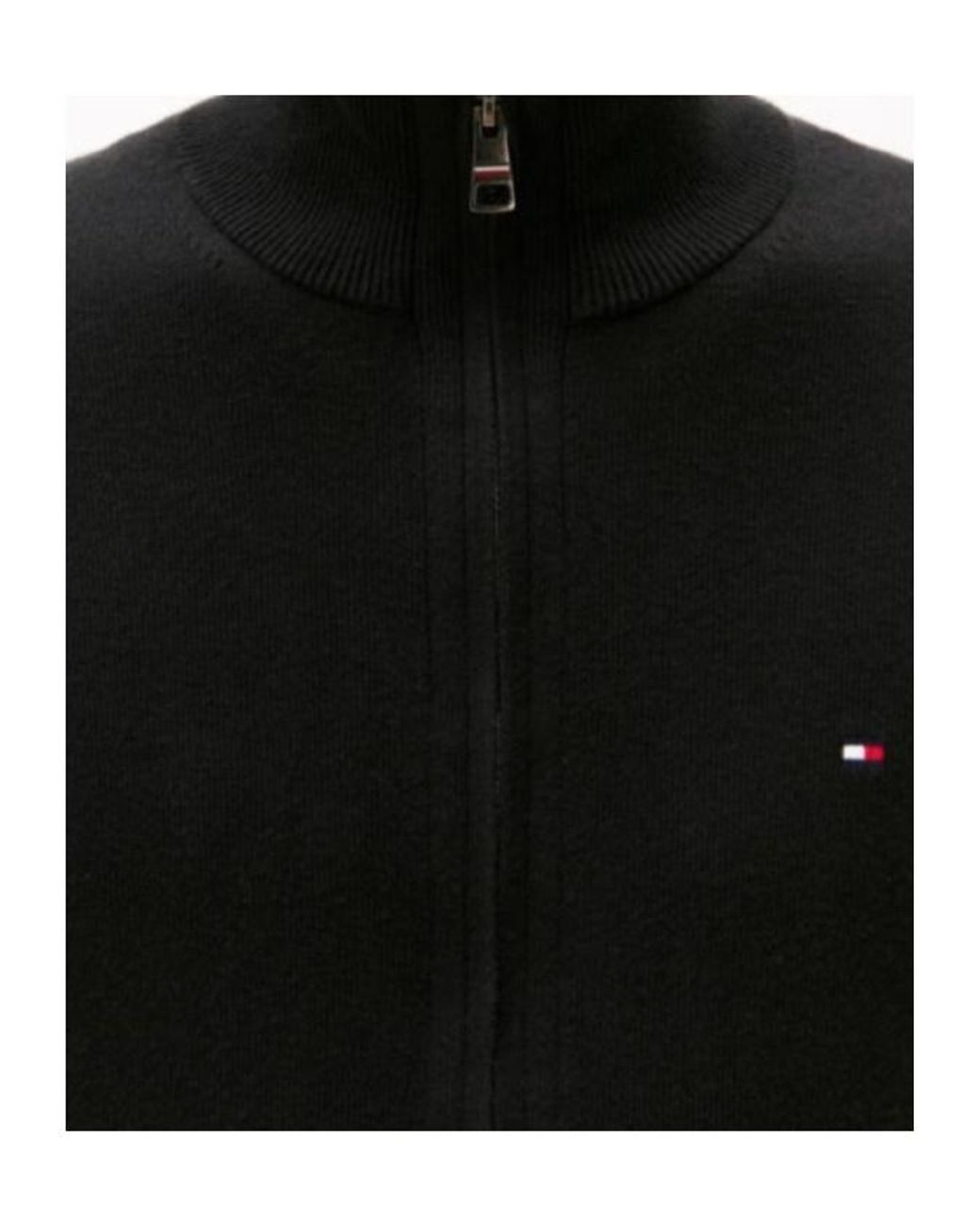 Tommy Hilfiger Black Embroidered-Logo Zip-Up Jumper for men