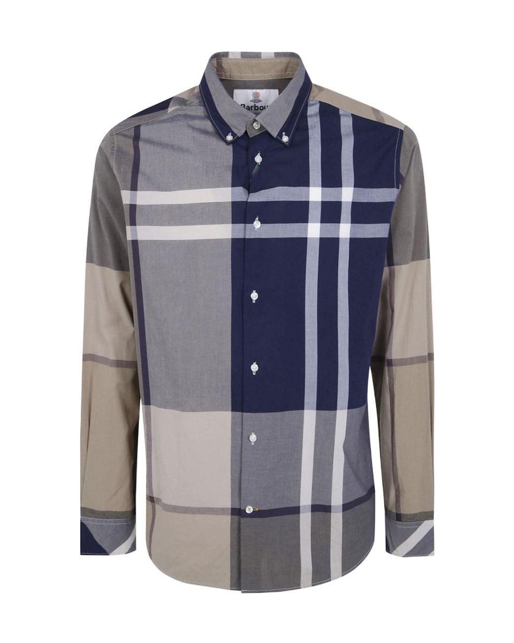 Barbour Blue Oversized Plaid Dunoon Slim-Fit Long-Sleeve Shirt for men