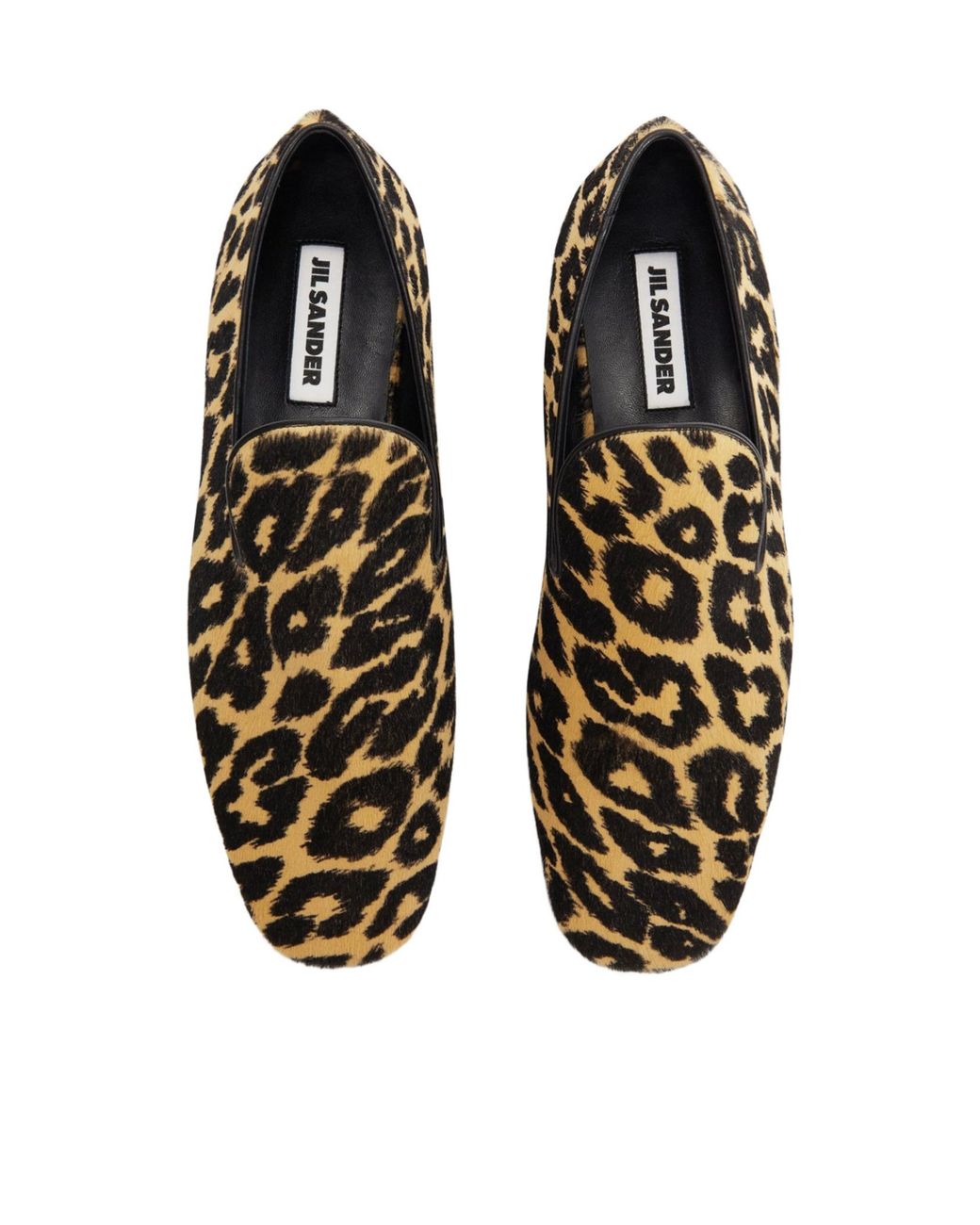 Jil Sander Brown Leopard Printed Slip-On Flat Loafers