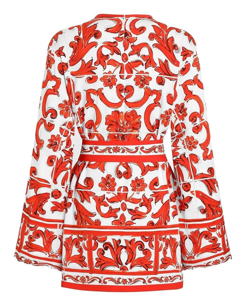 Dolce & Gabbana Red Majolica Printed Wrap Blouse