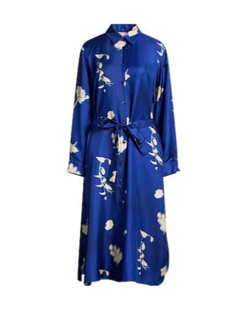 Max Mara Blue Printed Longsleeve Shirt Dress