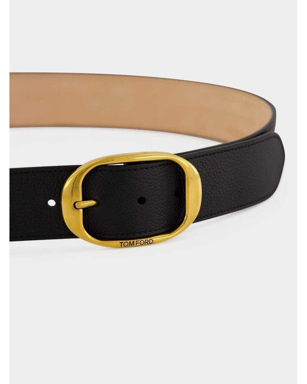 Tom Ford White Buckled Leather Belt for men