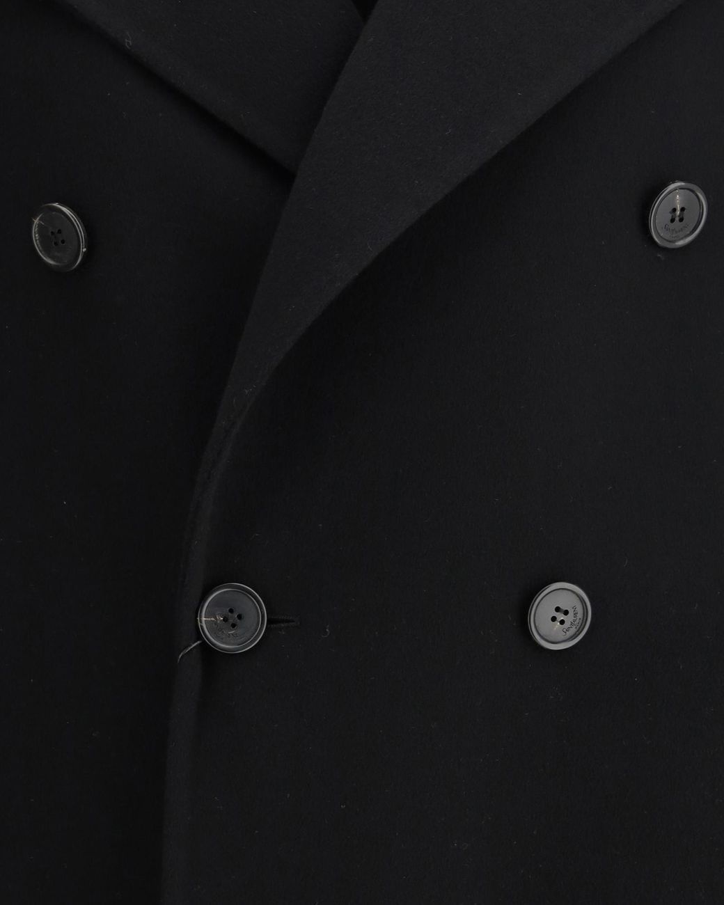 Saint Laurent Black Double-Breasted Long-Sleeved Peacoat for men