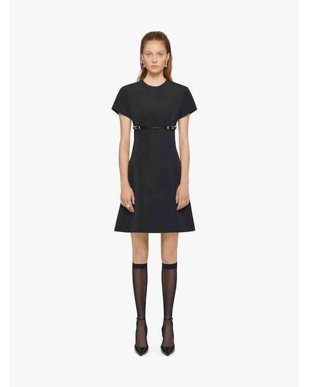 Givenchy Black Voyou Short-Sleeved Midi Dress