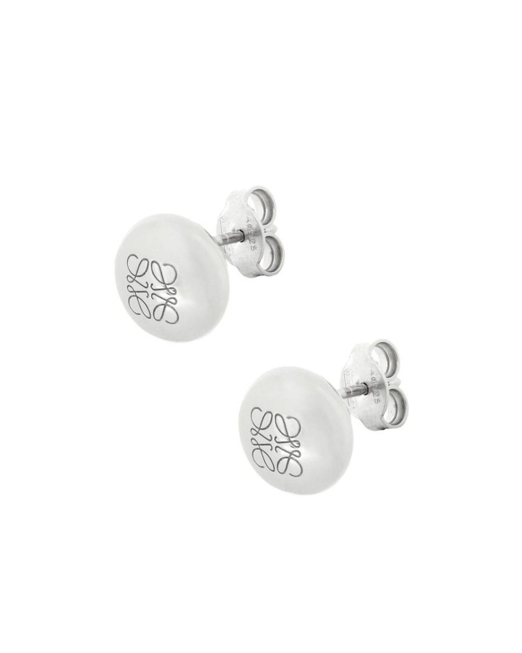 Loewe White Anagram Engraved Stud Earrings