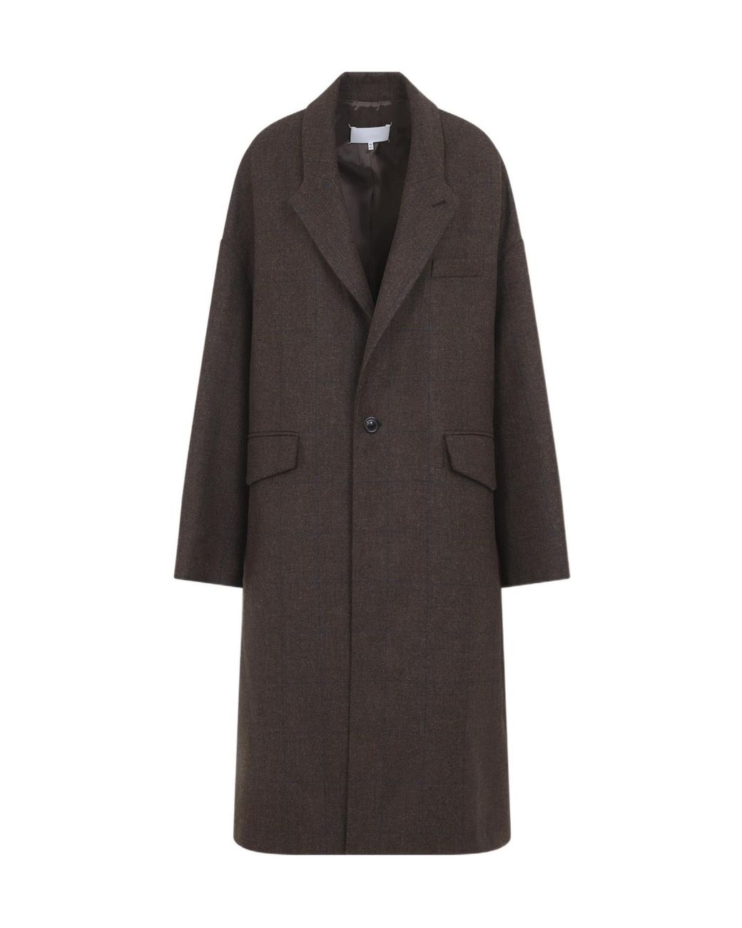 Maison Margiela Brown Oversized Check Cocoon Coat