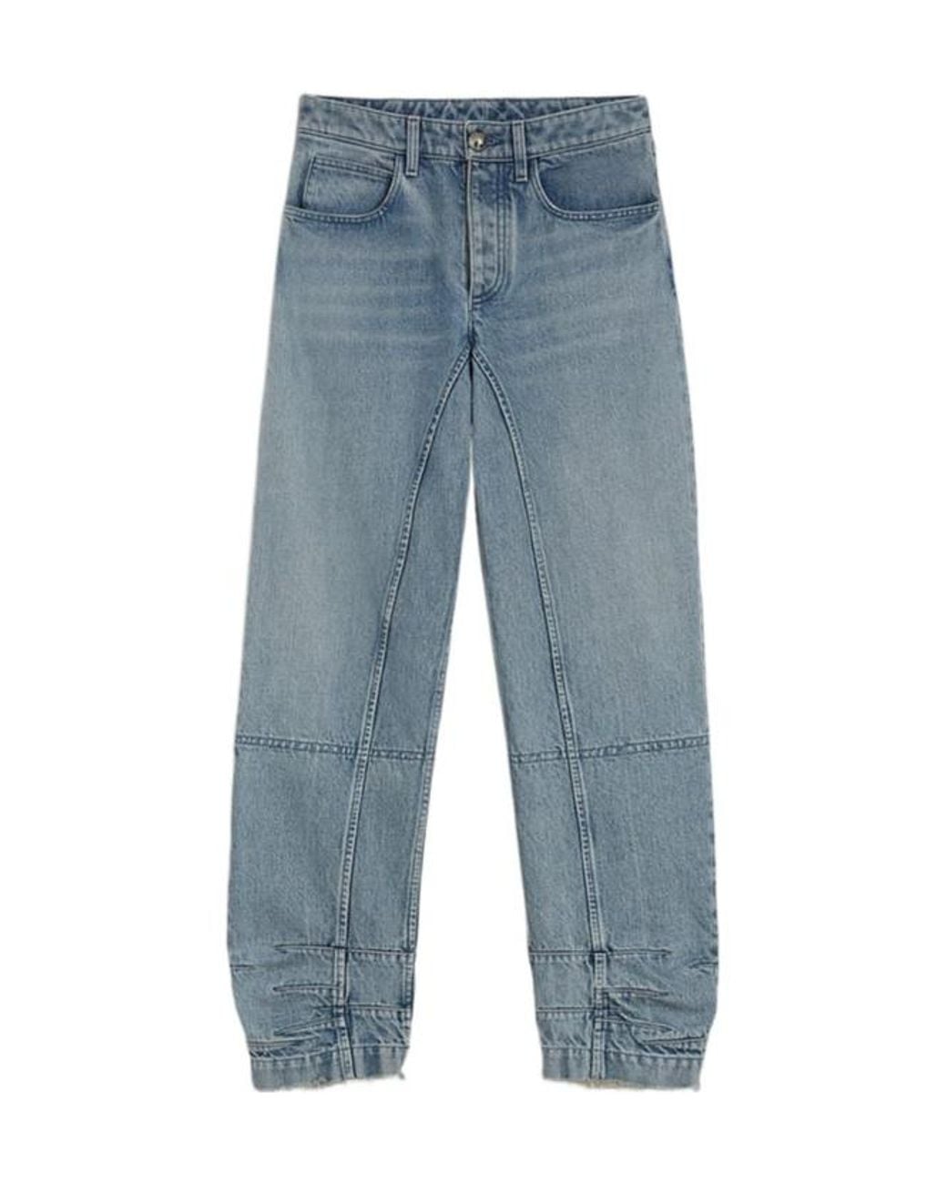 Jil Sander Blue Tapered-Leg Frayed-Hem Jeans