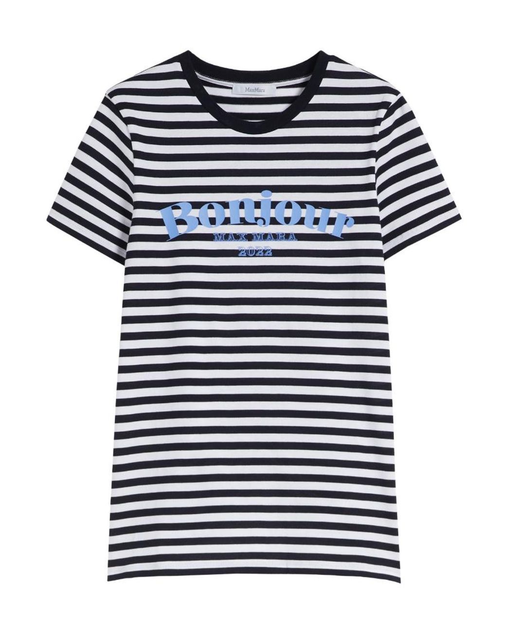 Max Mara Blue Striped Logo Print T-Shirt