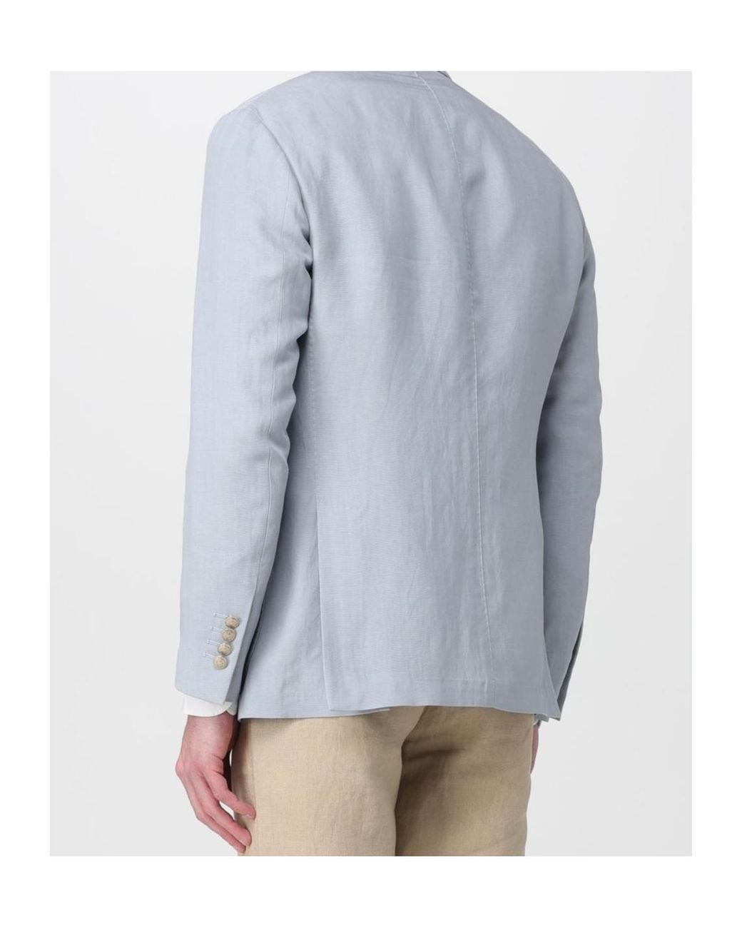 Eleventy Blue Double-Breasted Patch-Pocket Jacket for men