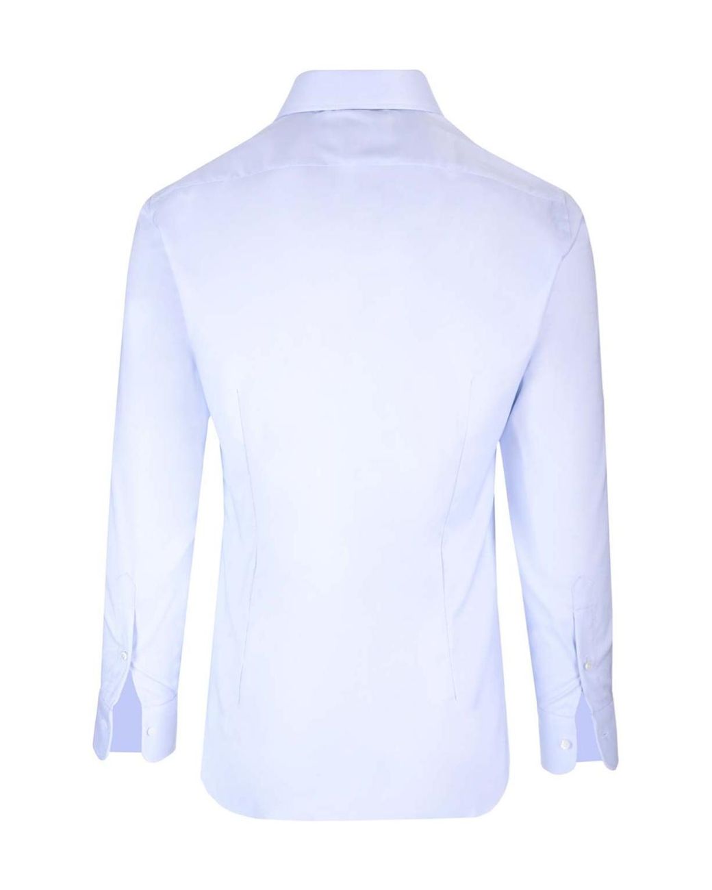 Barba Napoli Blue Long-Sleeved Curved Hem Shirt for men