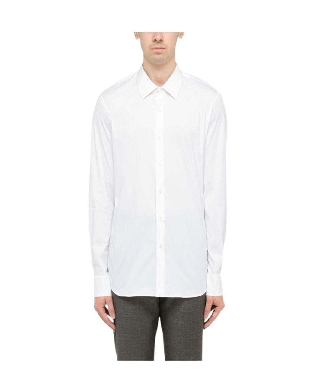 Prada White Long Sleeved Buttoned Shirt for men