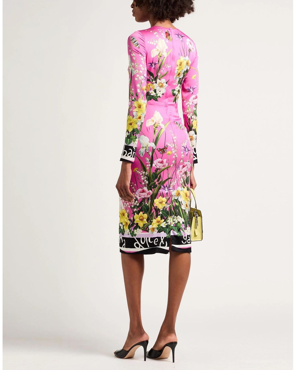 Dolce & Gabbana Pink Print Bodycon Dress