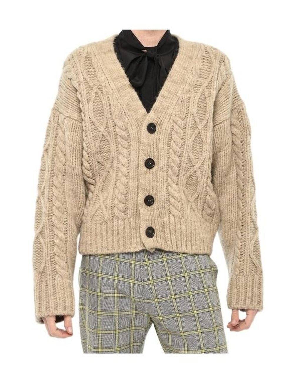 DSquared² Natural Cable-Knit V-Neck Cardigan for men
