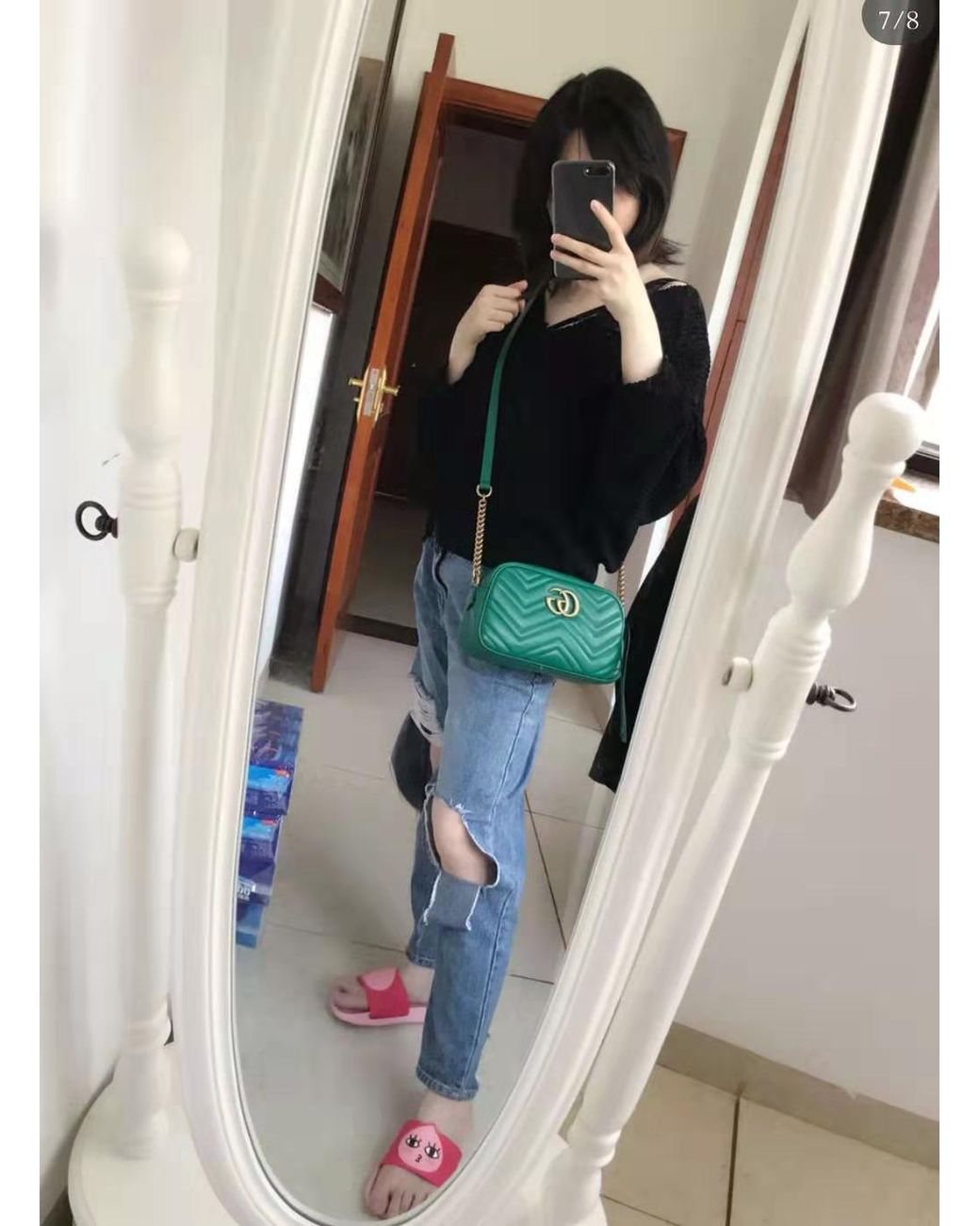 Gucci Green Gg Marmont Small Shoulder Bag