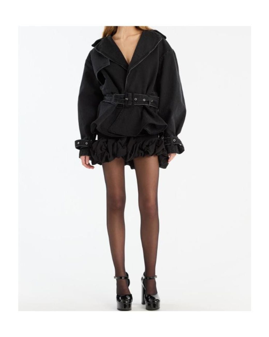 ROTATE BIRGER CHRISTENSEN Black Ruffled Mini Skirt