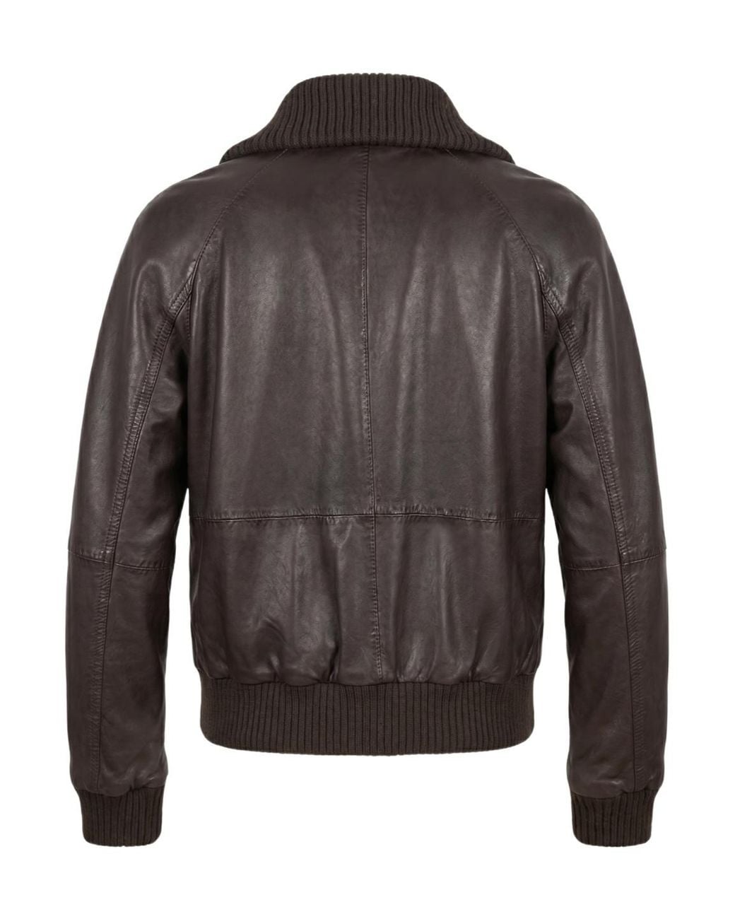 Pinko Black Ribbed-Trim Zipped Leather Jacket