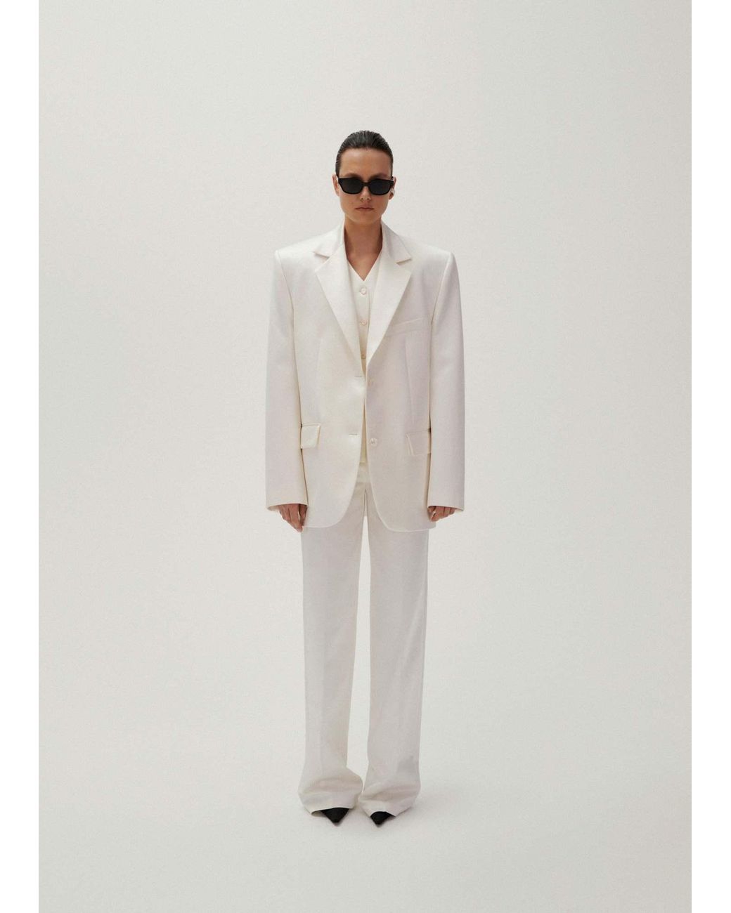 Magda Butrym White Wide-Leg Casual Pants