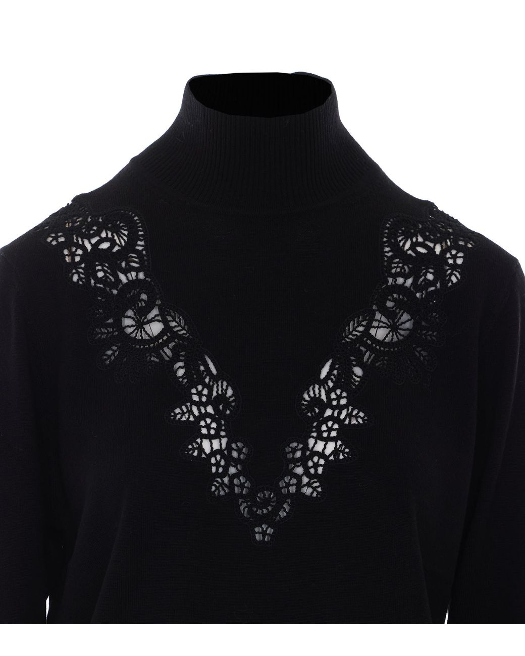 Zimmermann Black Lace Trim Turtleneck Knitted Sweater