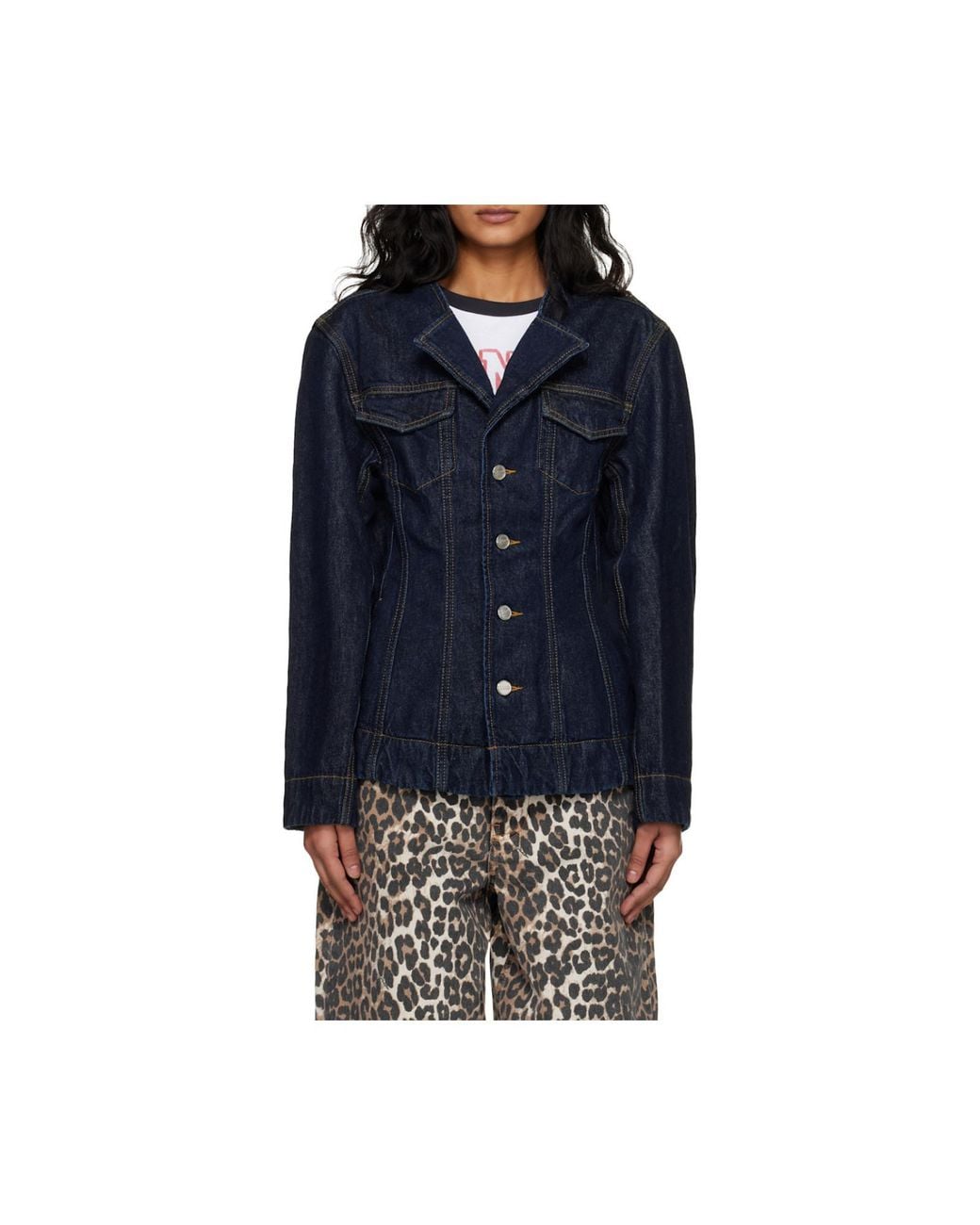 Ganni Blue Long-Sleeved Denim Jacket