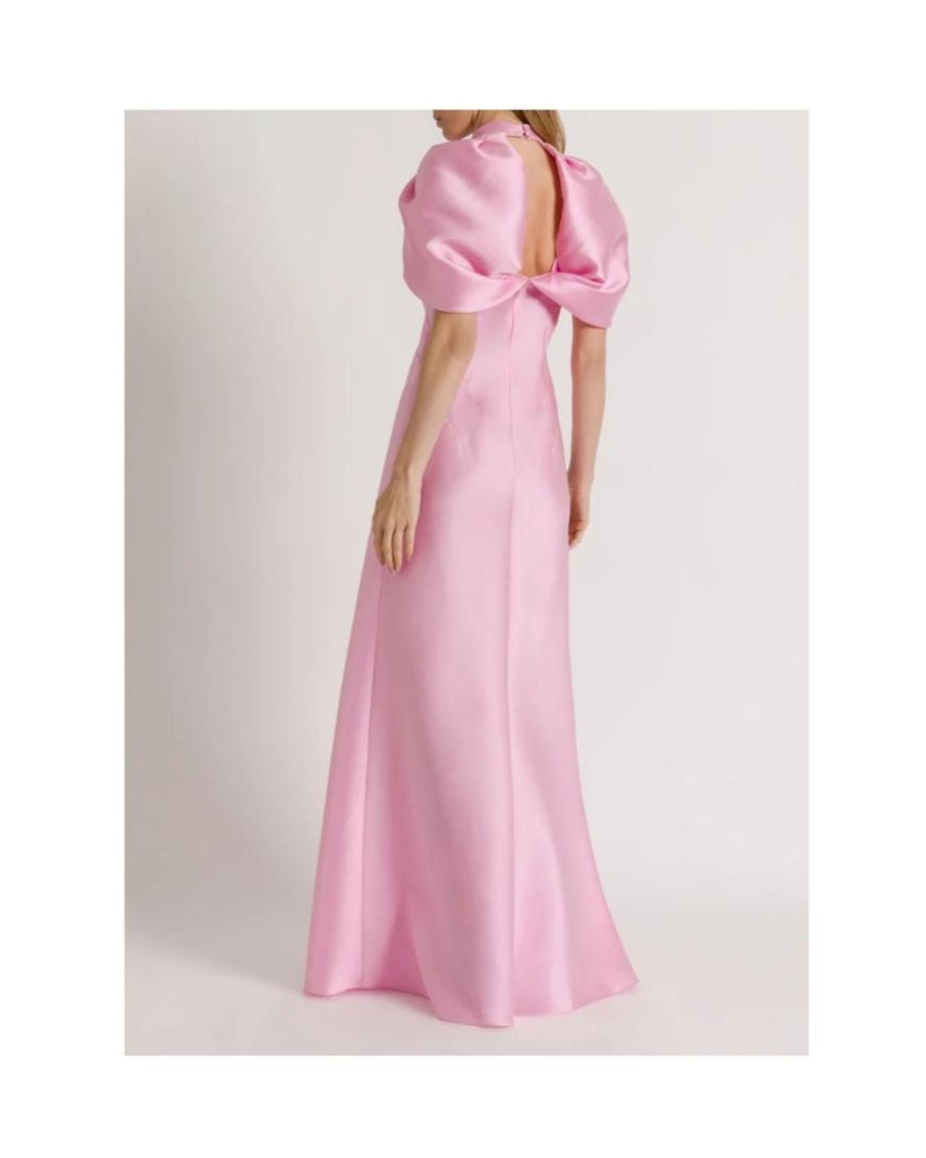 Alberta Ferretti Pink Maxi Mikado Cut-Out Draped-Sleeve Dress