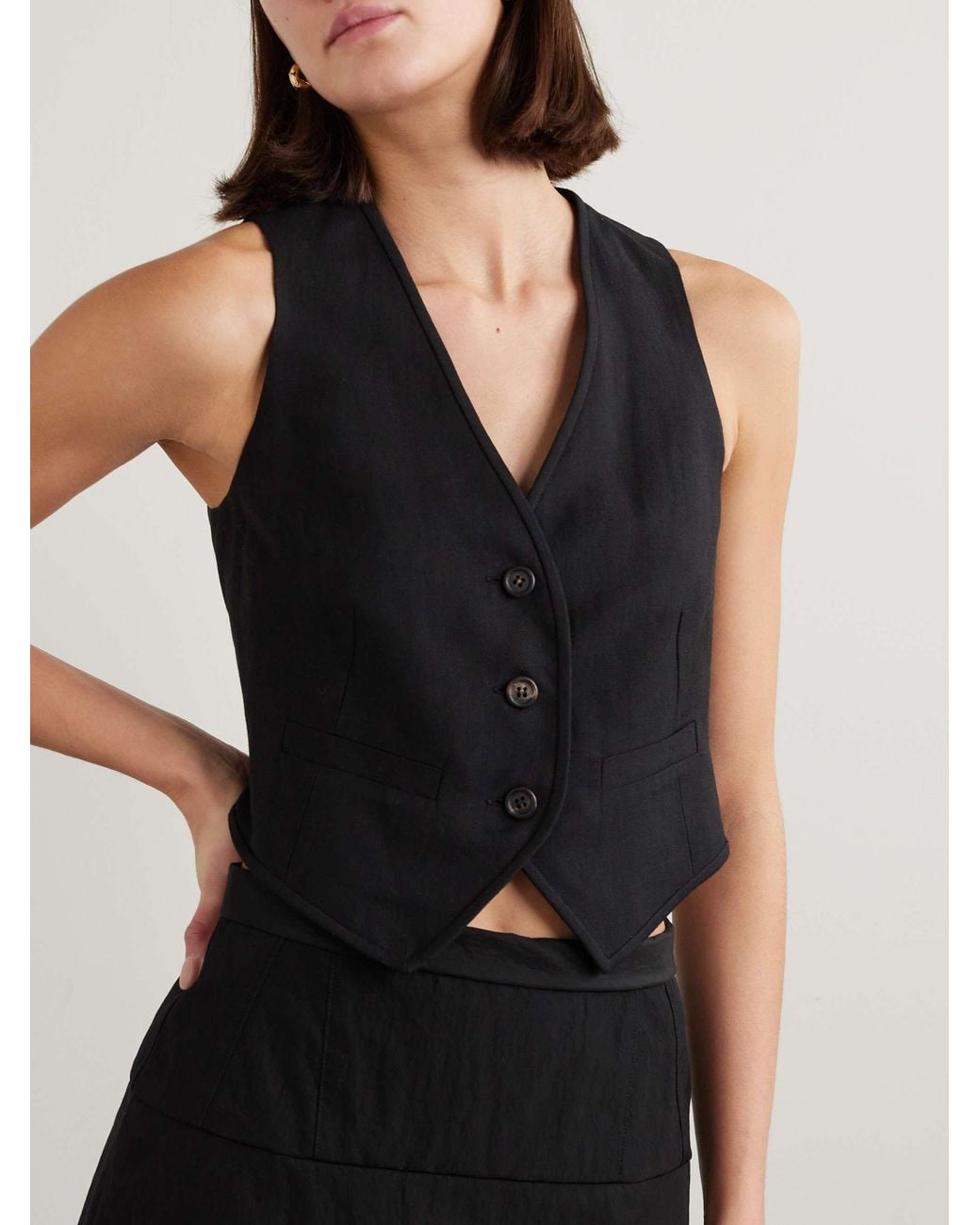 Brunello Cucinelli Black Slub-Texture Waistcoat