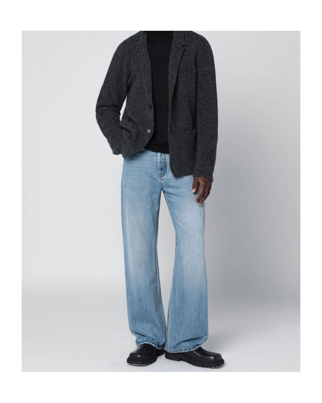 Roberto Collina Black Textured Knit Jacket for men