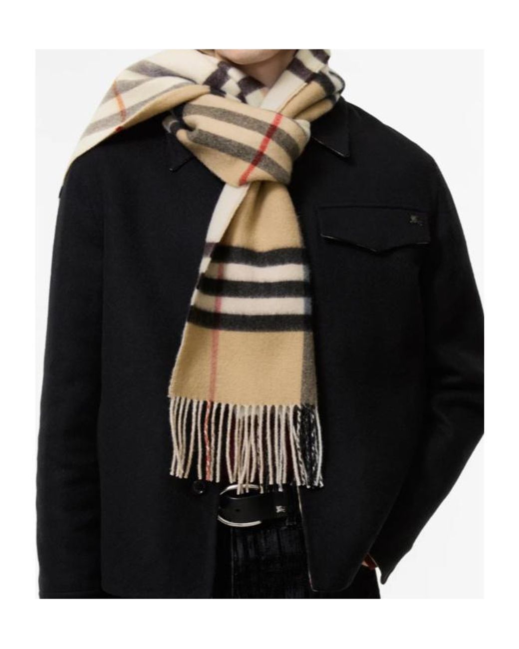 Burberry Natural Reversible Check Cashmere Scarf for men