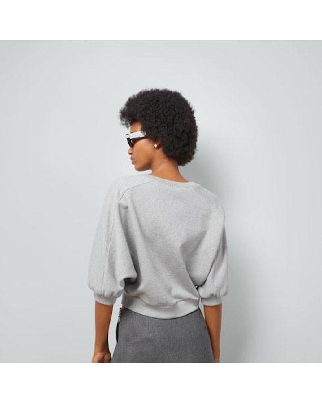 Gucci Gray Logo-Embroidered Cropped Cotton Sweatshirt