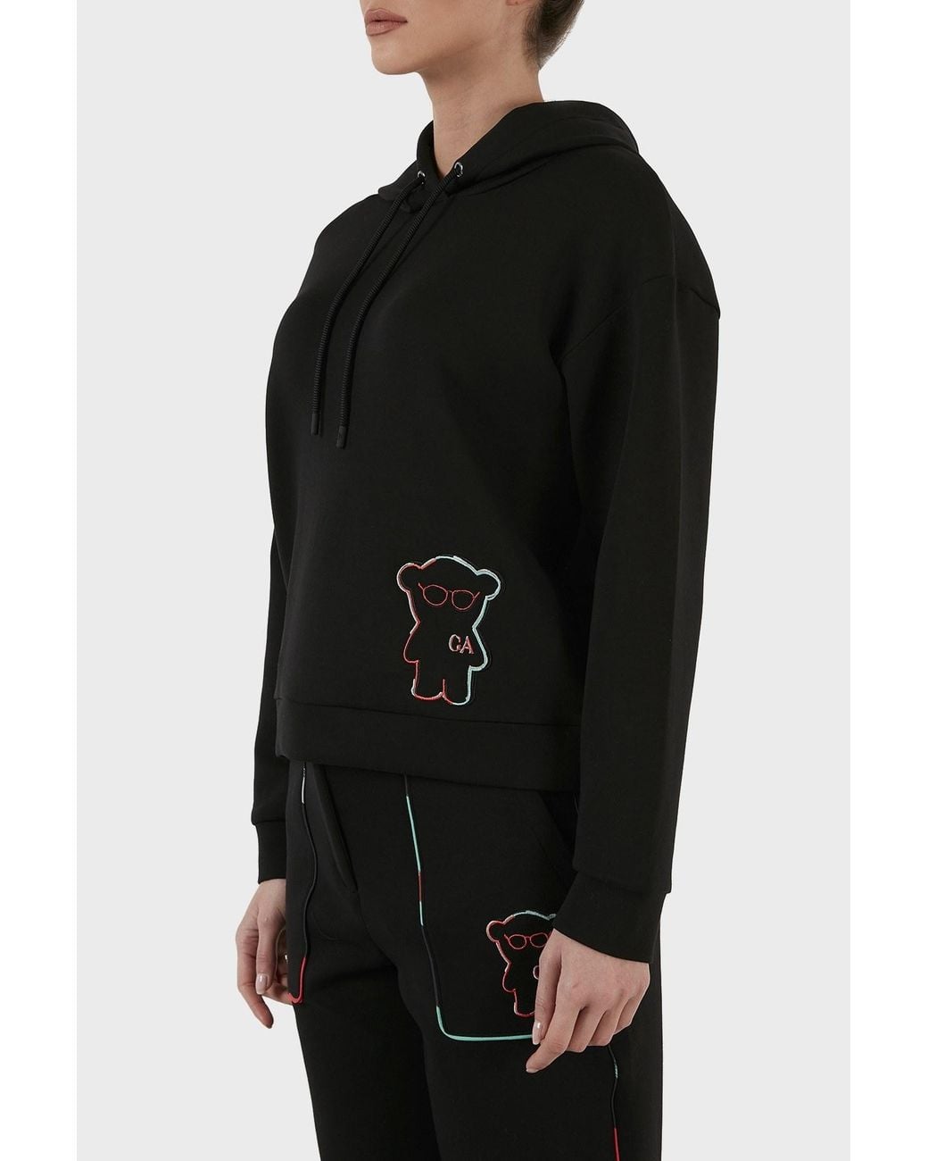 Emporio Armani Black Logo-Patch Hoodie