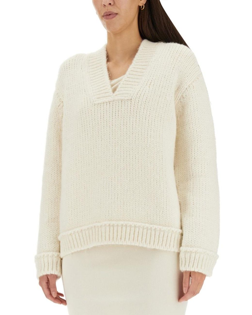Tom Ford White V-Neck Chunky-Knit Jumper