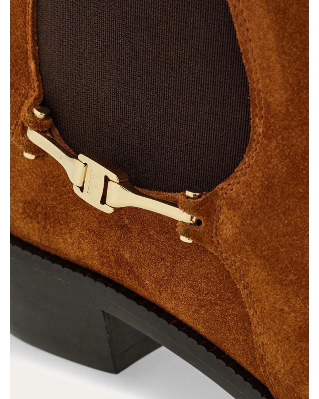 Ferragamo Brown F Buckle Chelsea Boot