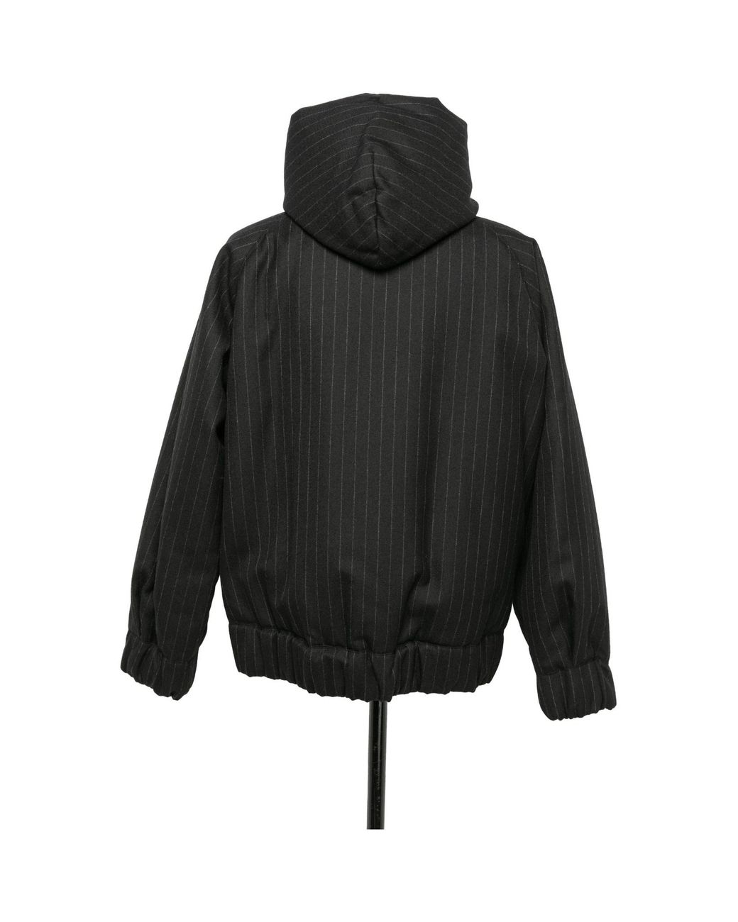 Sacai Black Hoodie Pinstriped Zip-Up Hooded Jacket for men