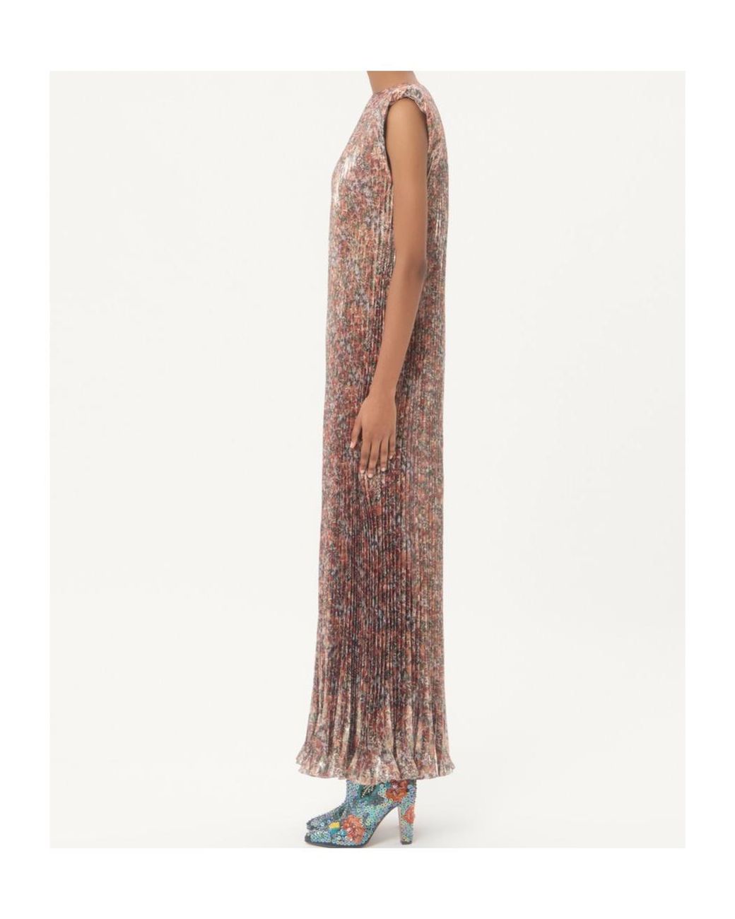 Valentino Brown Pleated Midi Dress