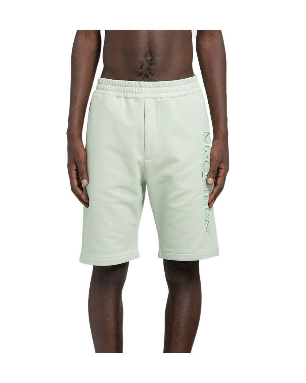 McQueen White Logo Embroidered Bermuda Shorts for men