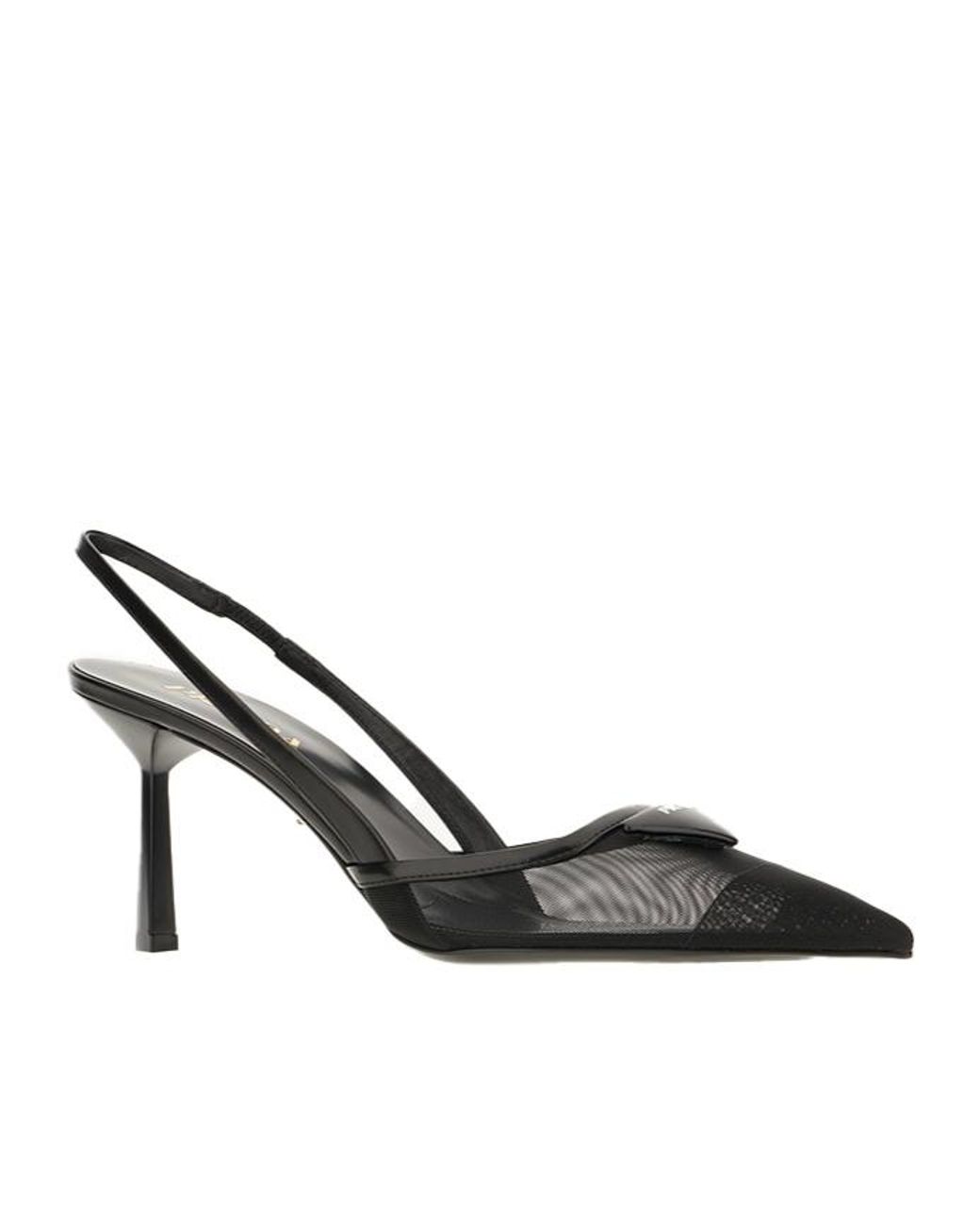 Prada Metallic Mesh-Panelled Slingback Pumps