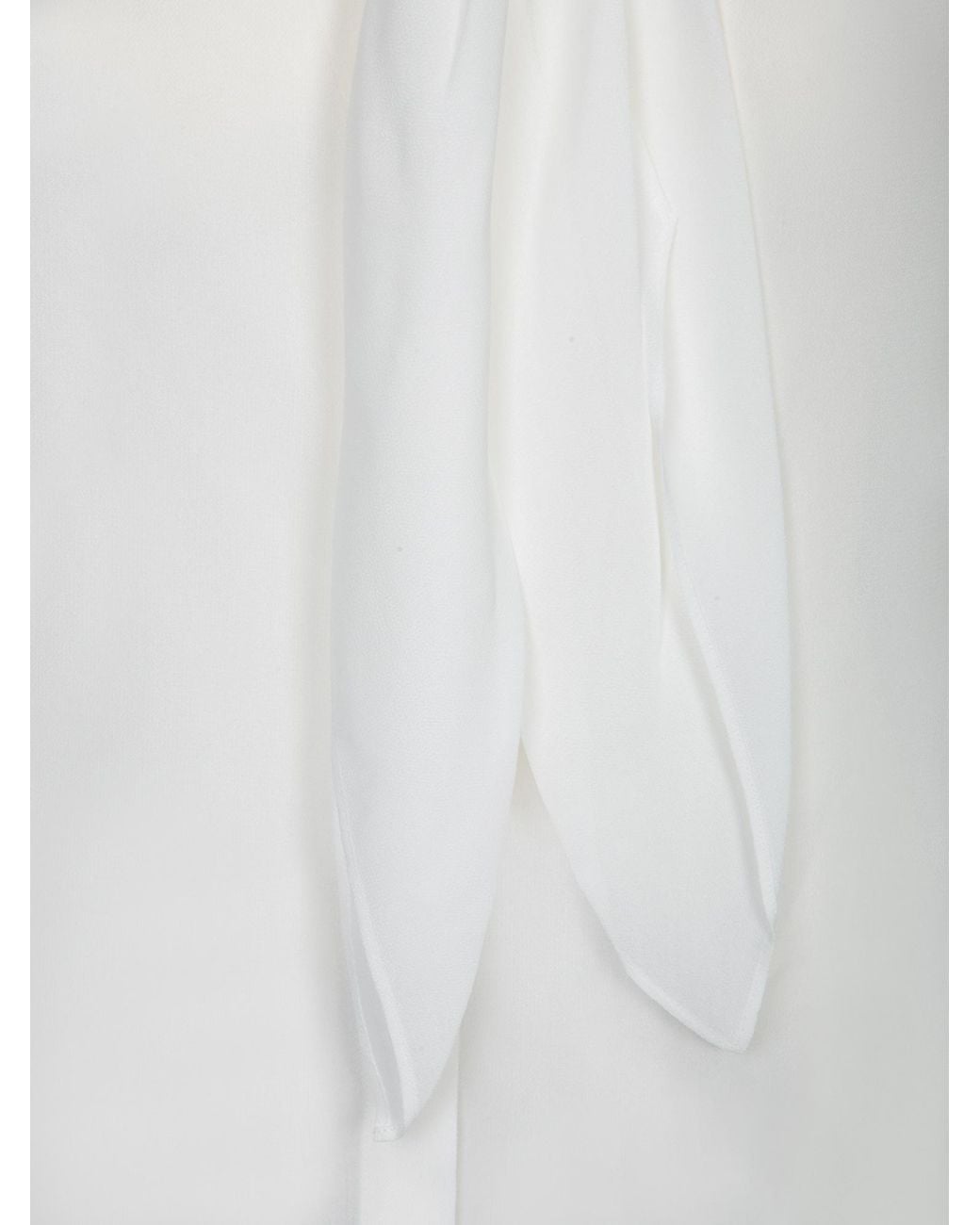 Tory Burch White Georgette Bow Blouse