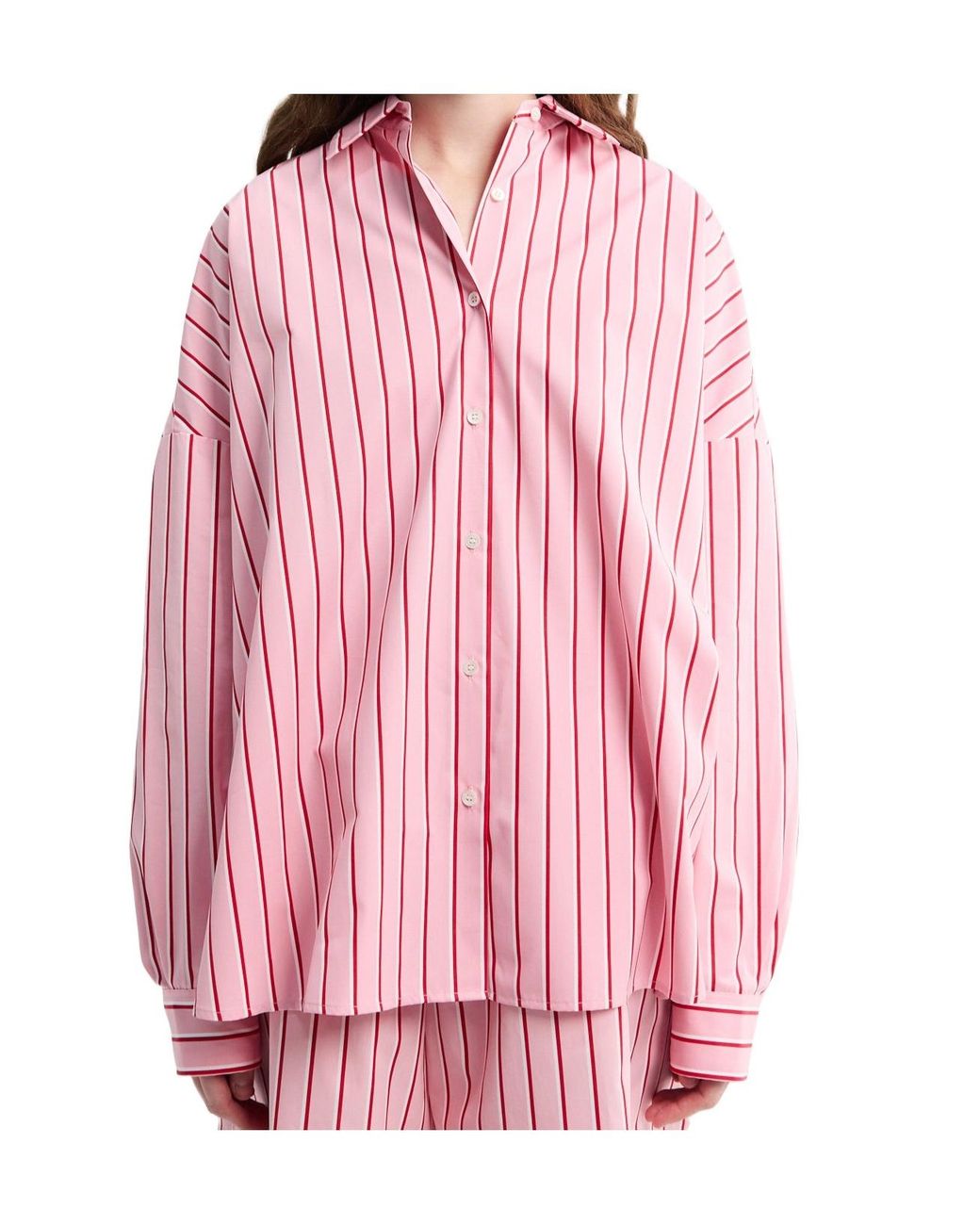 Dries Van Noten Pink Casia Oversized Striped Shirt