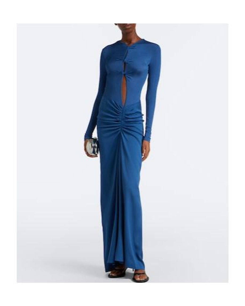 Christopher Esber Blue Cutout Ruched Jersey Maxi Dress