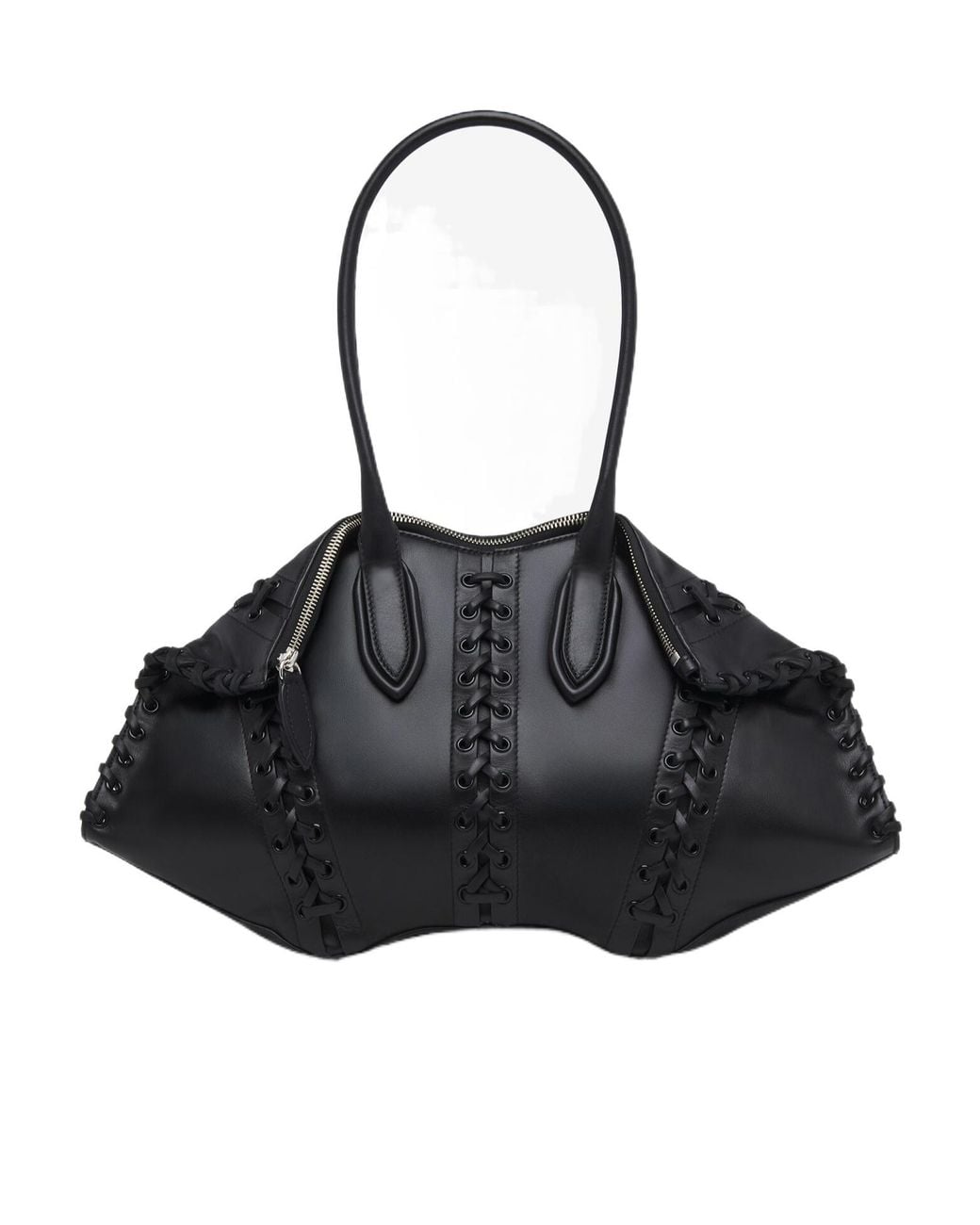 McQueen Black Manta Lace-Up Shoulder Bag
