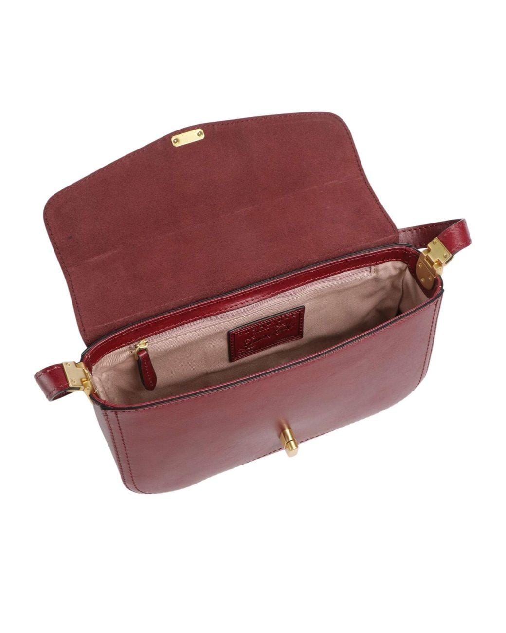 The Bridge Red Leather Twist-Lock Tote Bag