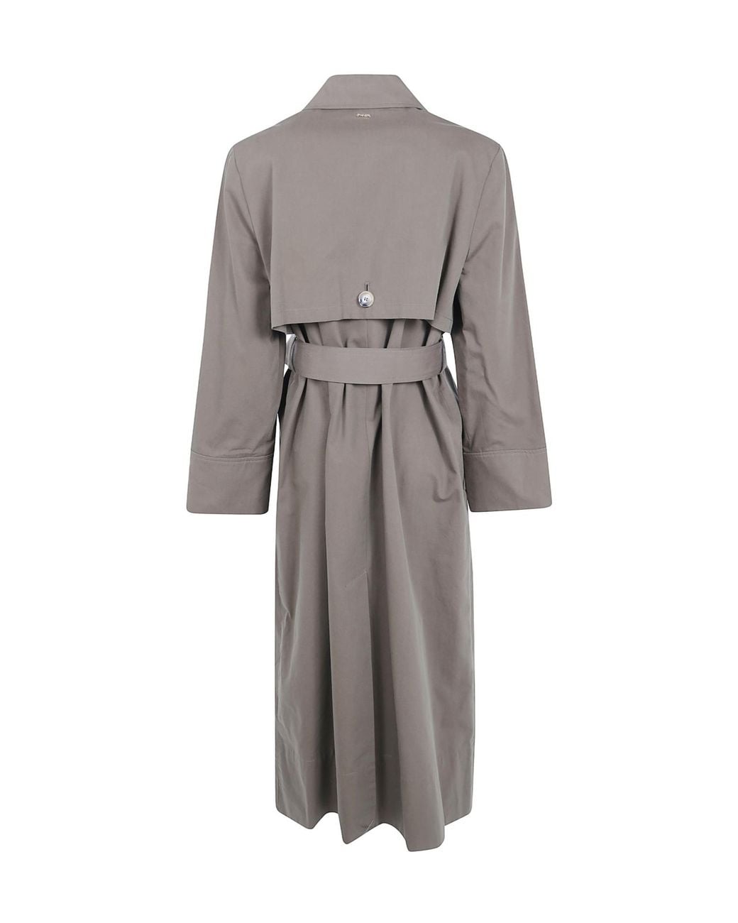 Twinset Gray Gabardine Double Breasted Trench Coat