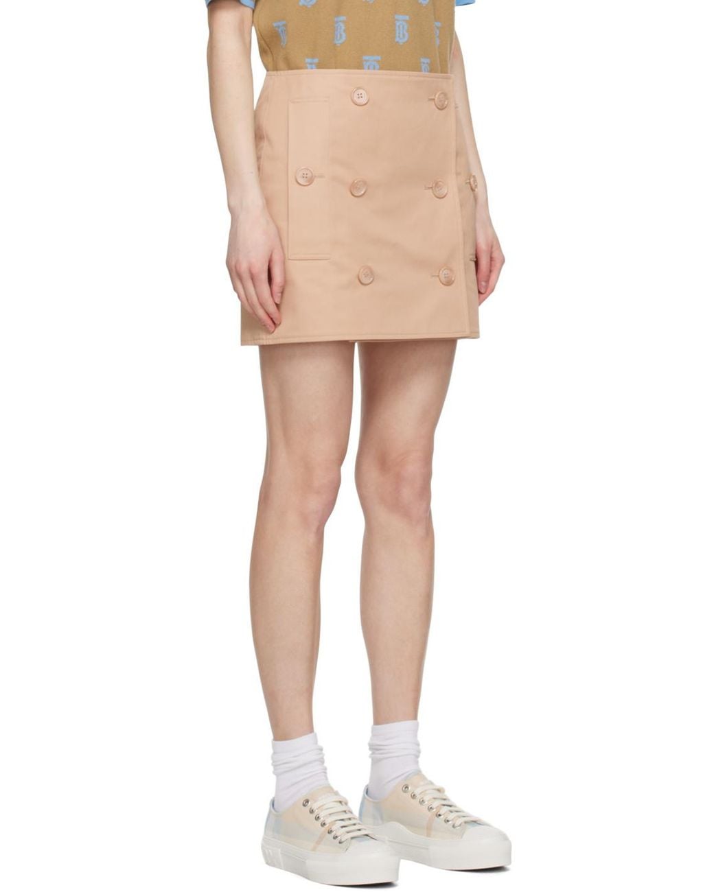 Burberry Natural High-Rise Button Detailed Mini Skirt