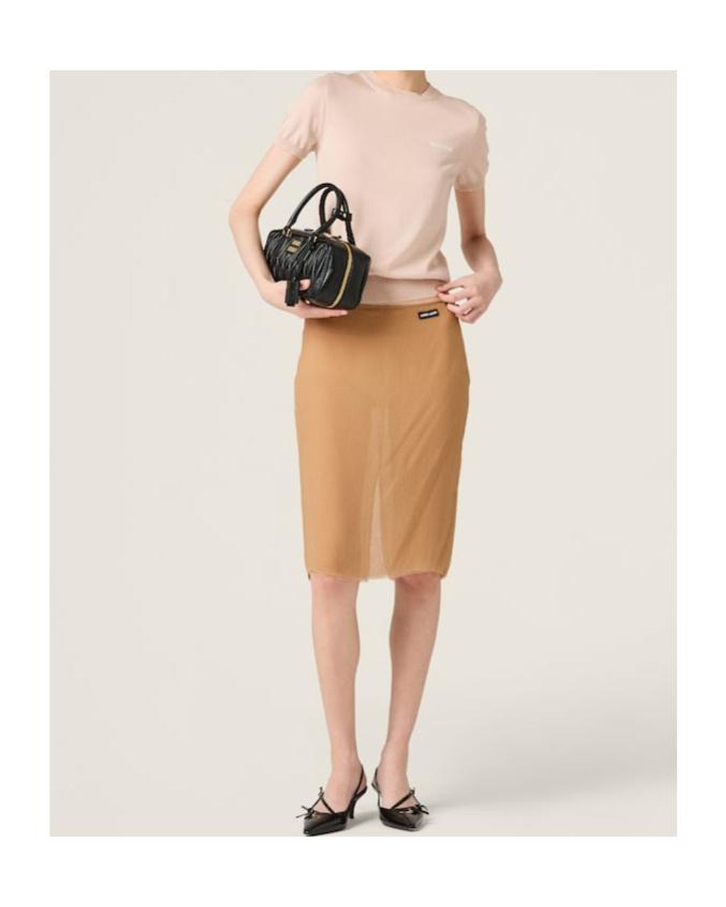Miu Miu Pink Logo Jacquard Fine-Knit Top