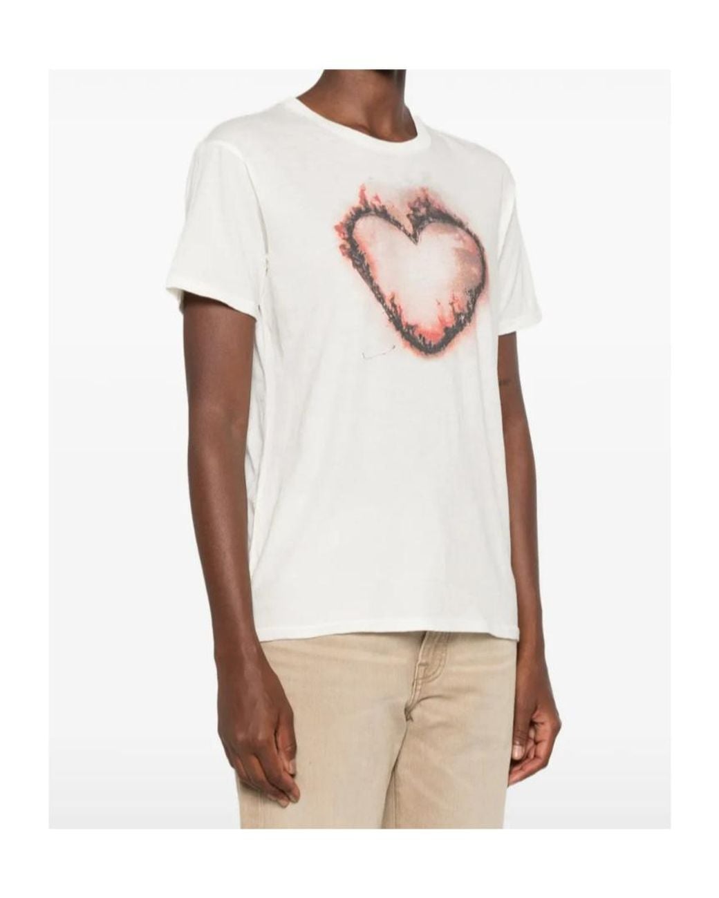 R13 White Heart-Print T-Shirt for men