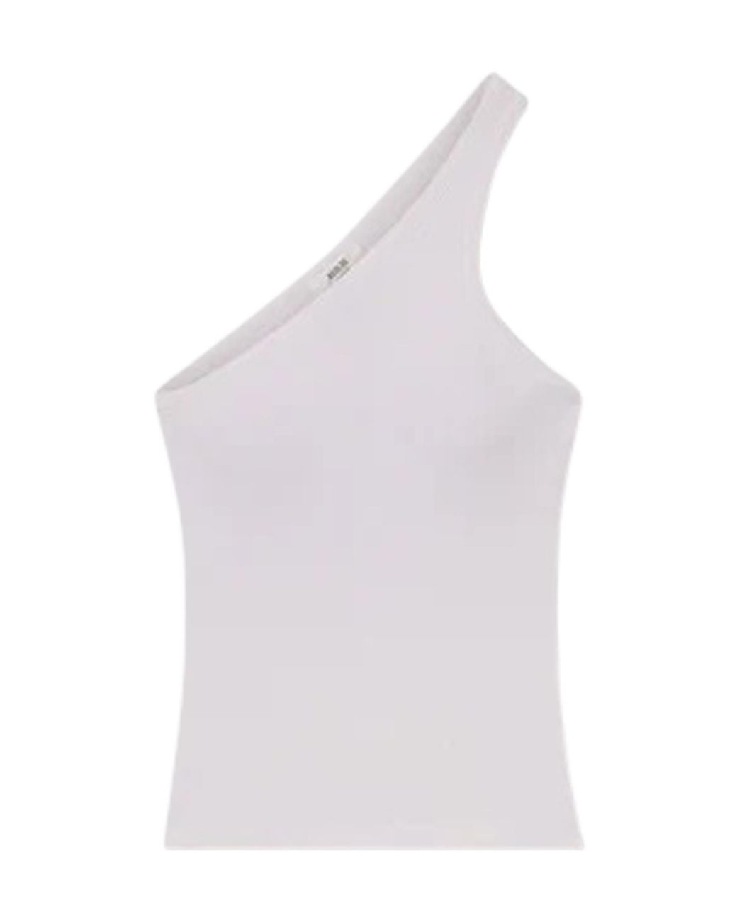Agolde White One-Shoulder Ribbed Tank Top